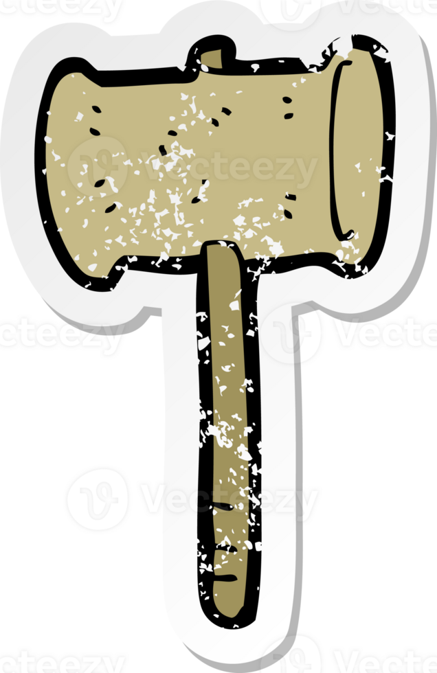 retro distressed sticker of a cartoon gavel drawing png