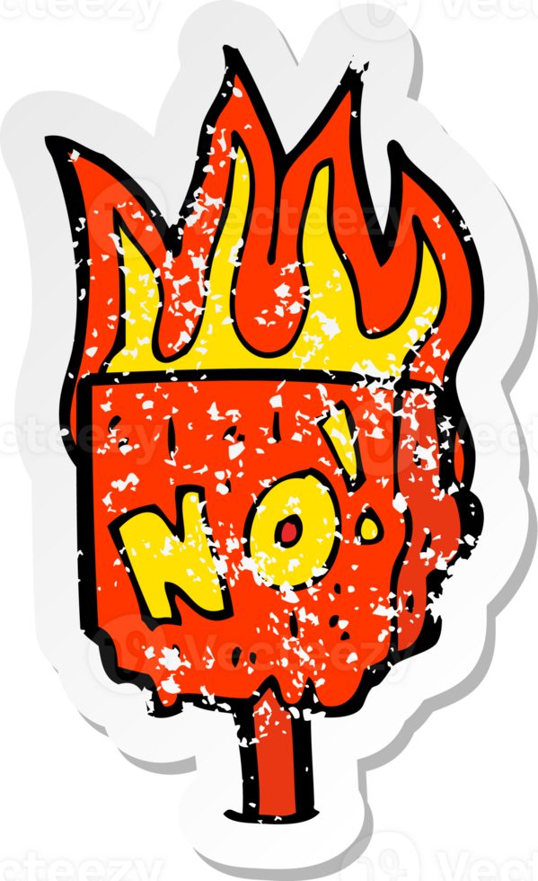 retro distressed sticker of a cartoon no sign drawing png
