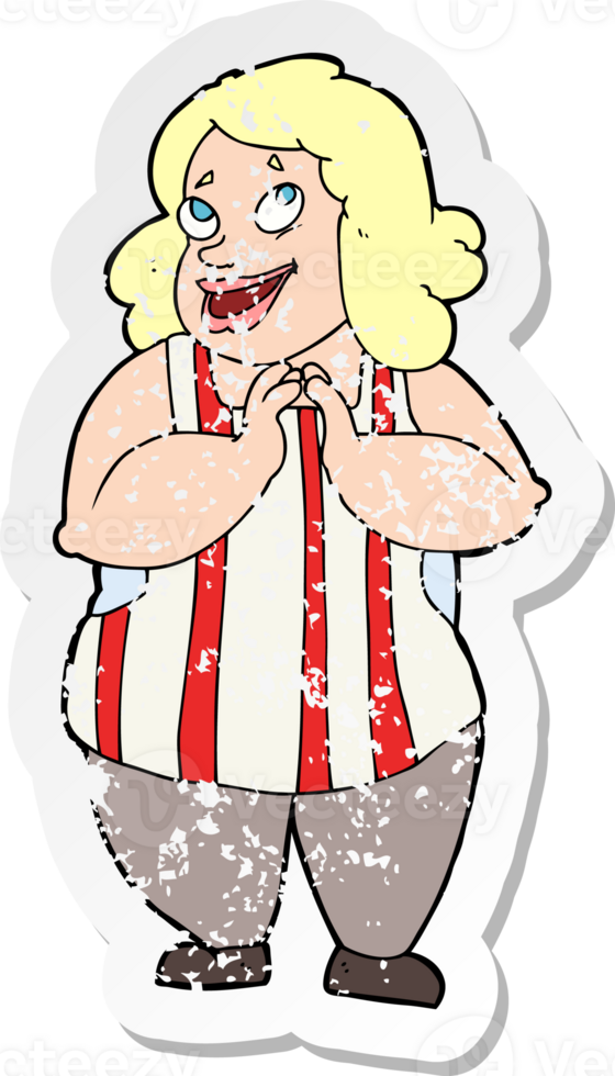 retro distressed sticker of a cartoon happy cook drawing png