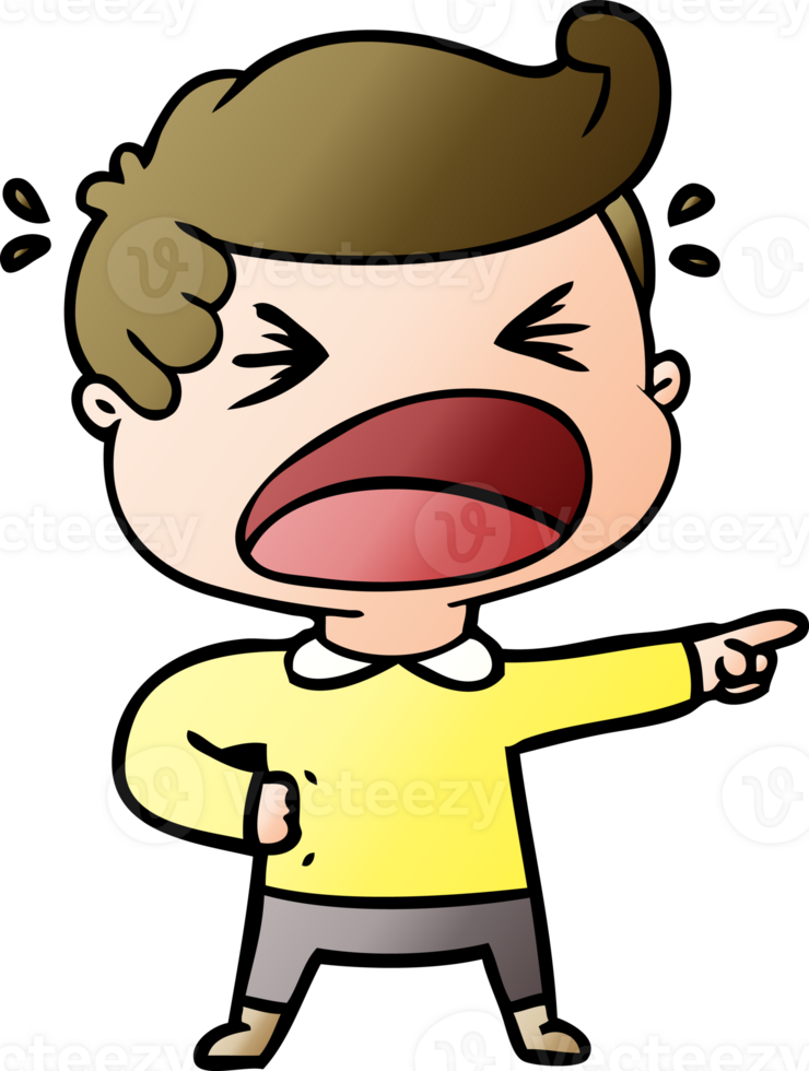 cartoon shouting man pointing finger drawing png