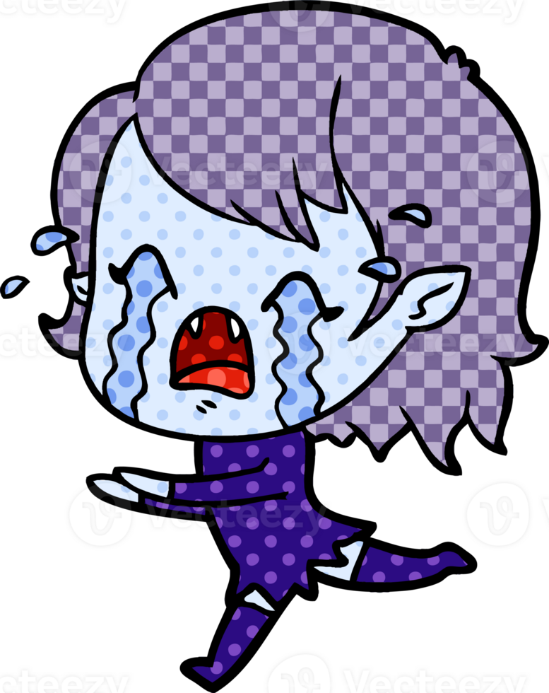 cartoon crying vampire girl drawing png