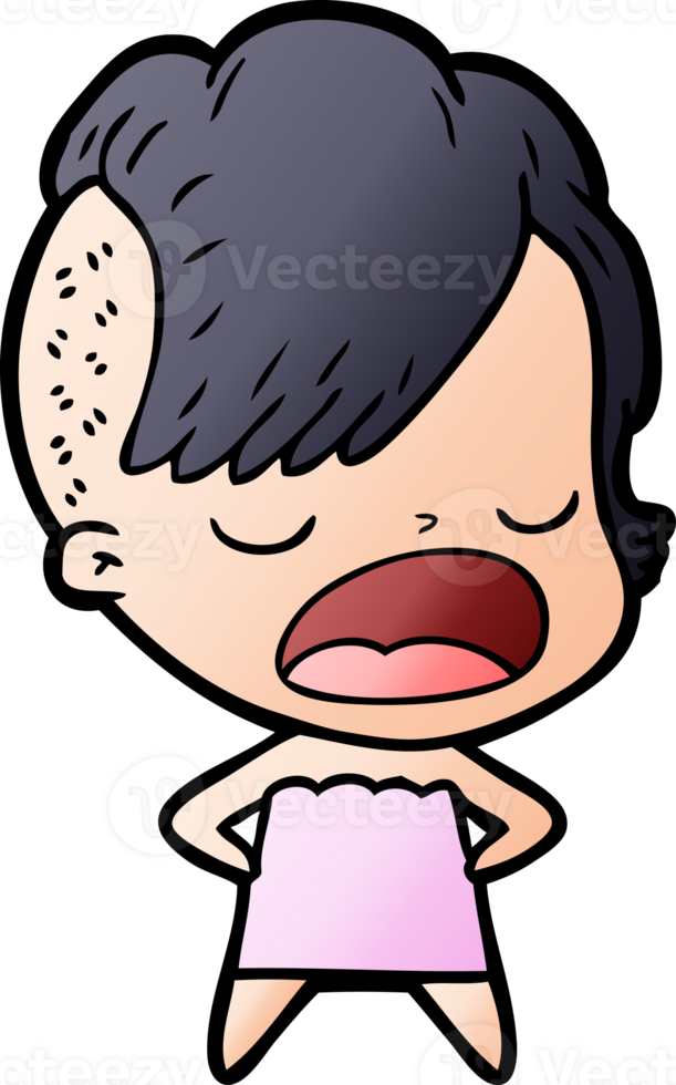 cartoon cool hipster girl talking drawing png