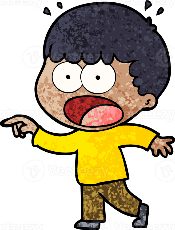 cartoon shocked man pointing drawing png