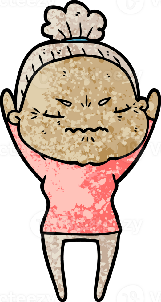 cartoon annoyed old lady drawing png
