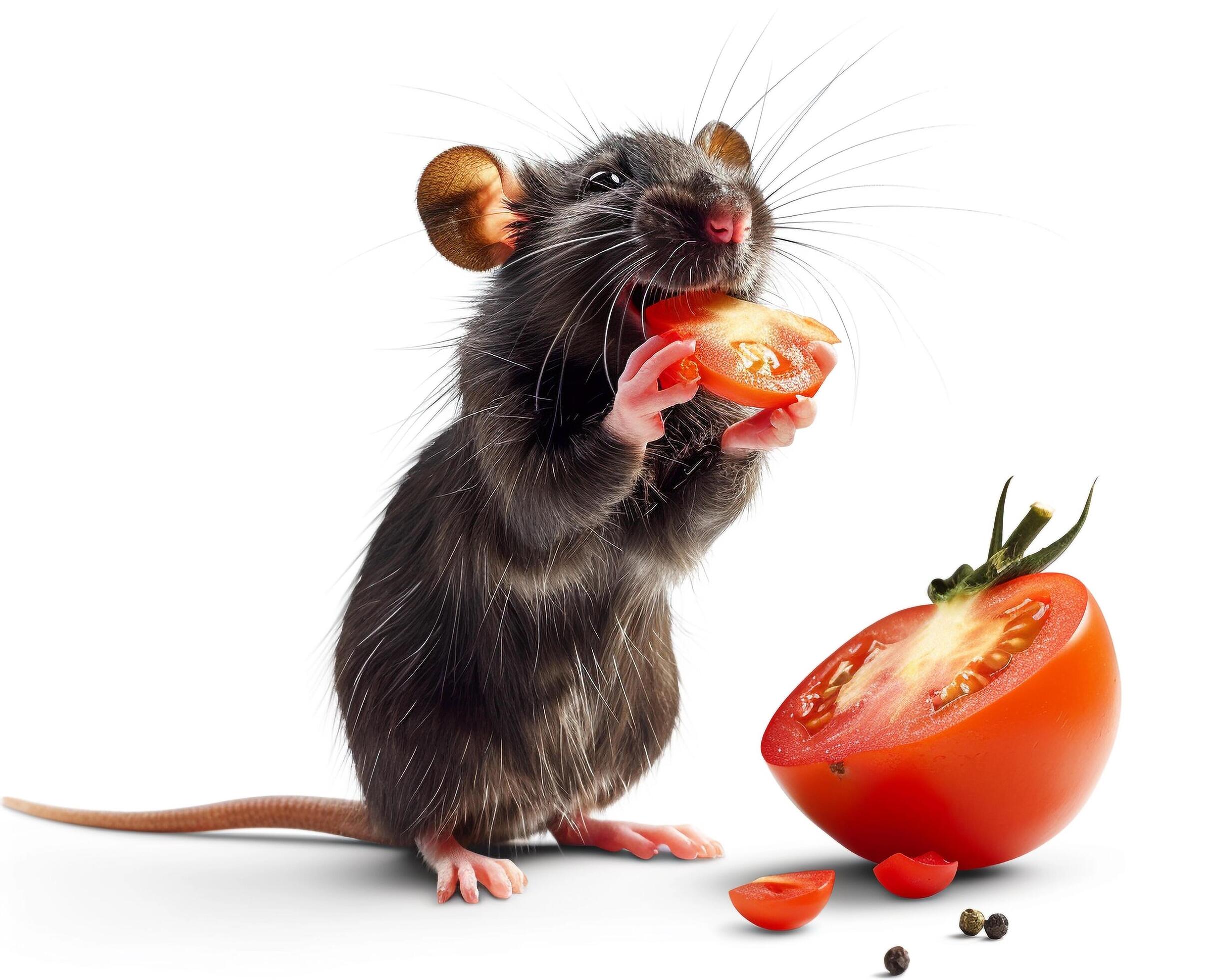 a rat eating a tomato on a white background 47136132 Stock Photo at Vecteezy