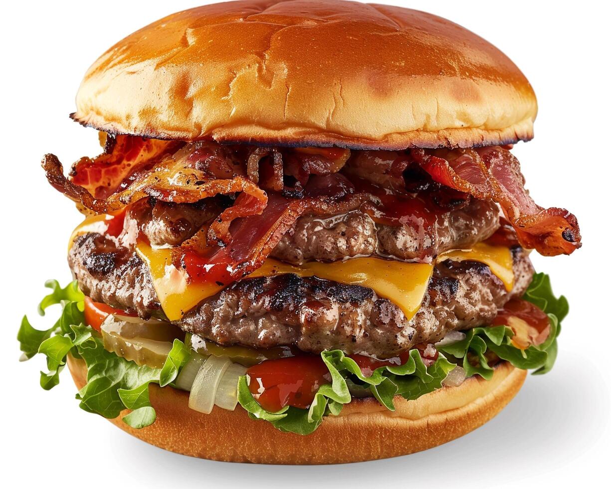 Large Hamburger with Bacon, Lettuce and Cheese photo