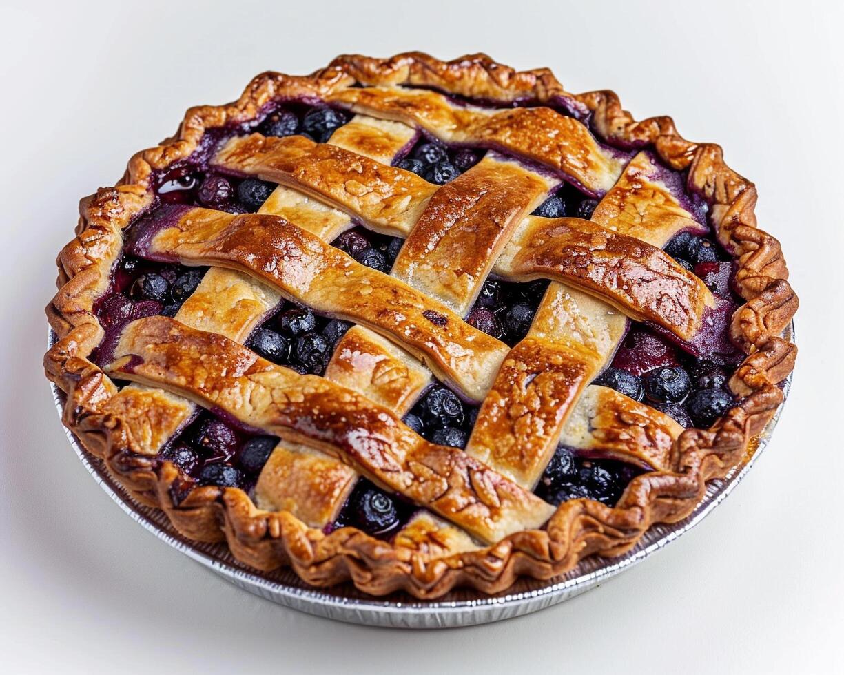 Pie with Blueberries and Lattice on Top photo
