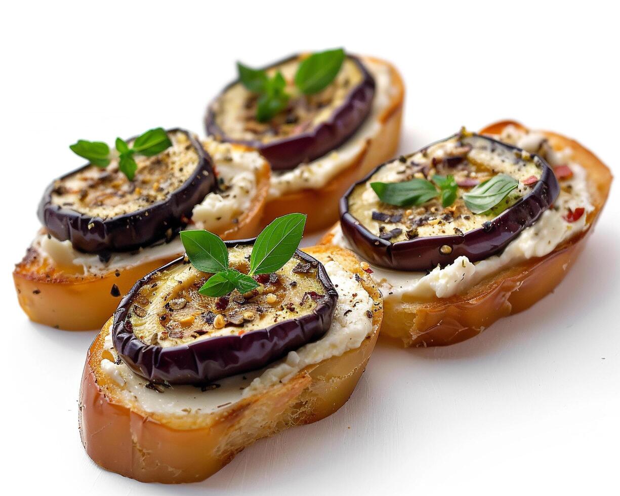 Eggplant and feta crostini photo