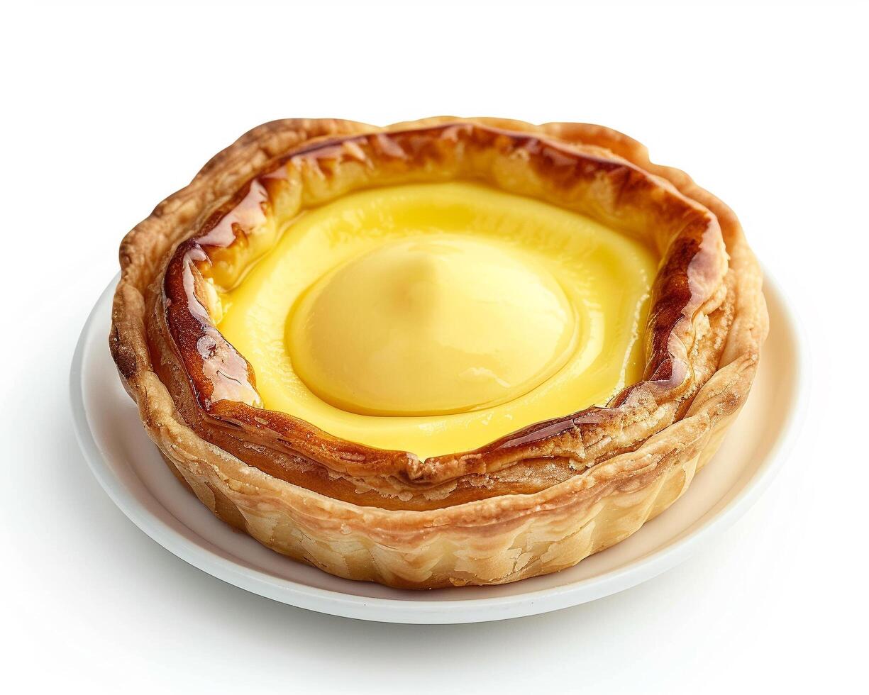 a pastry with a yellow custard on top photo