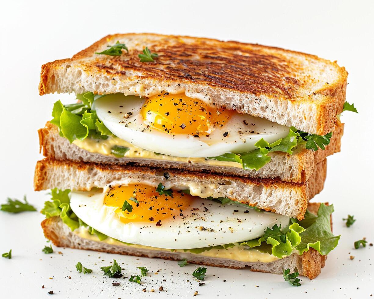 a toasted sandwich with an egg on top photo