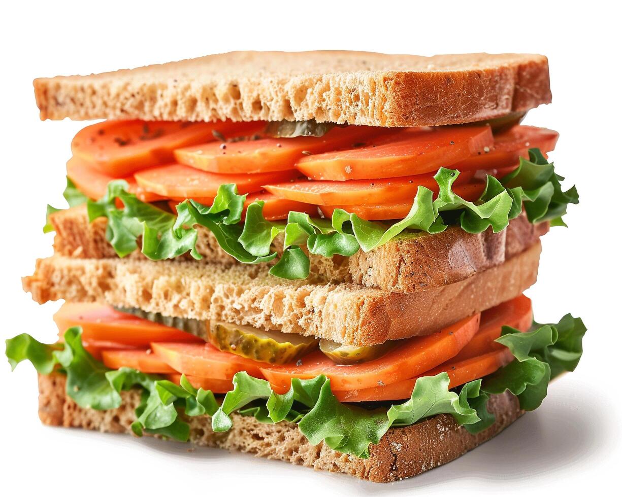 a sandwich with carrots and lettuce on it photo