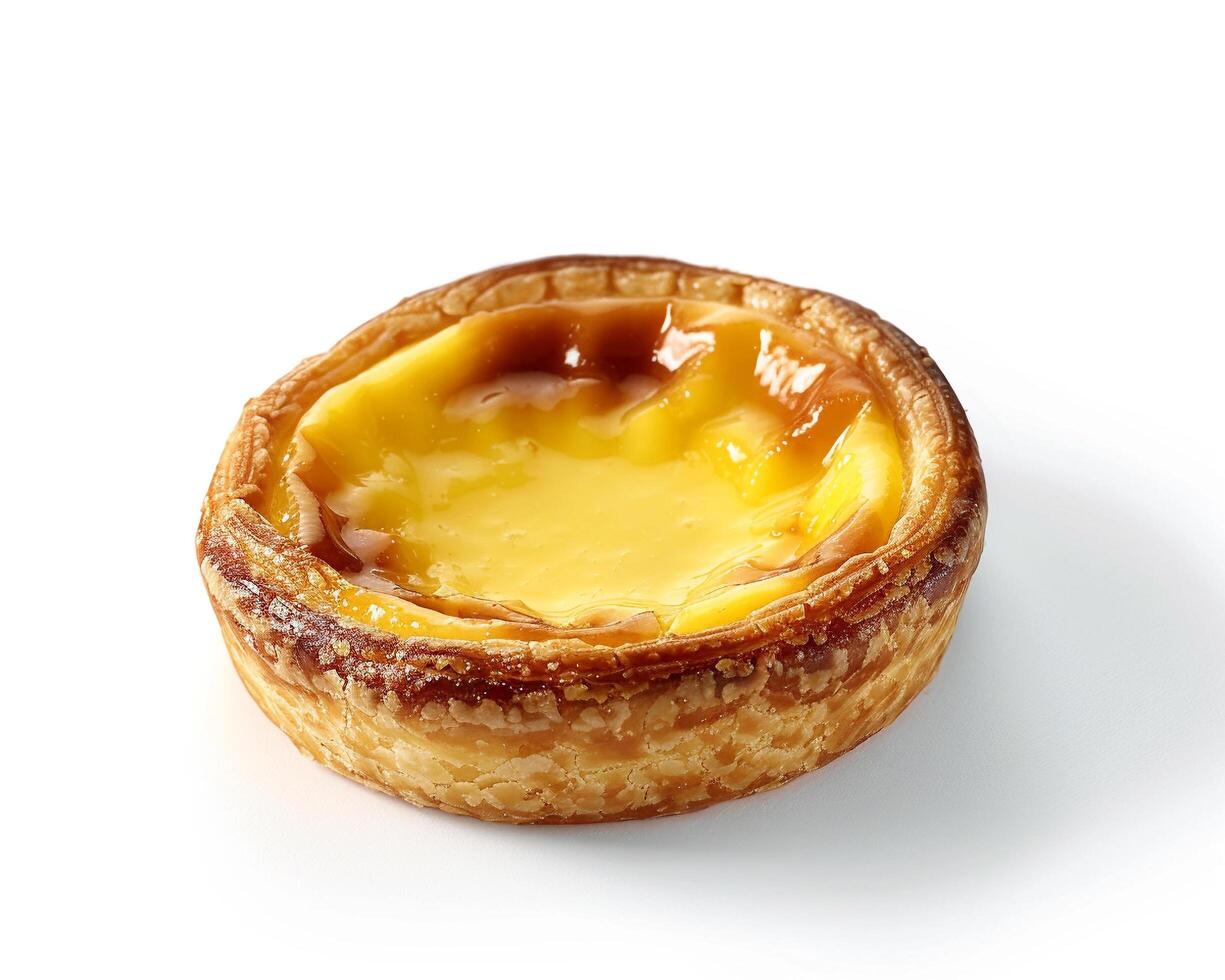 A pastry with a yellow custard on top photo