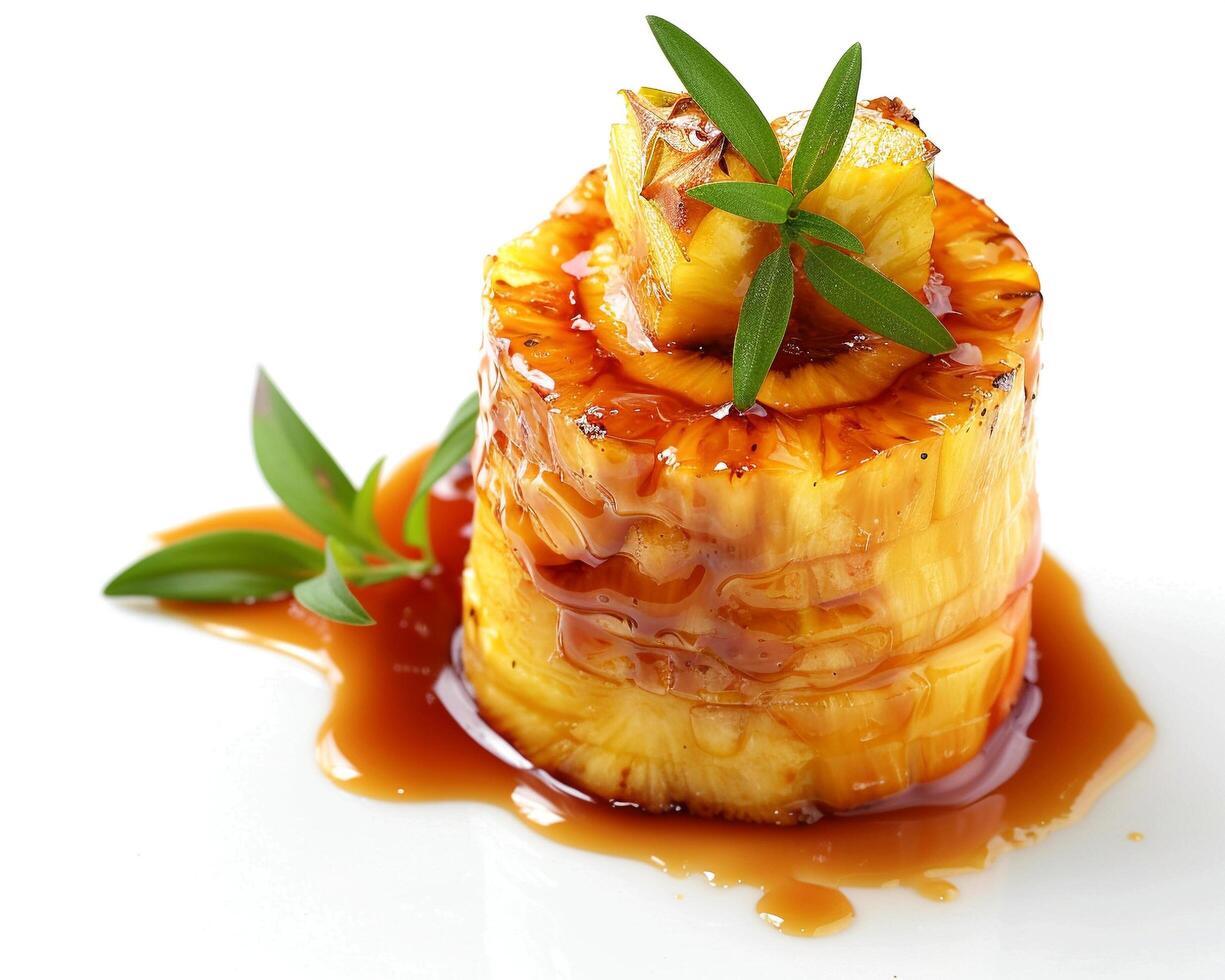a pineapple with sauce on top of it photo