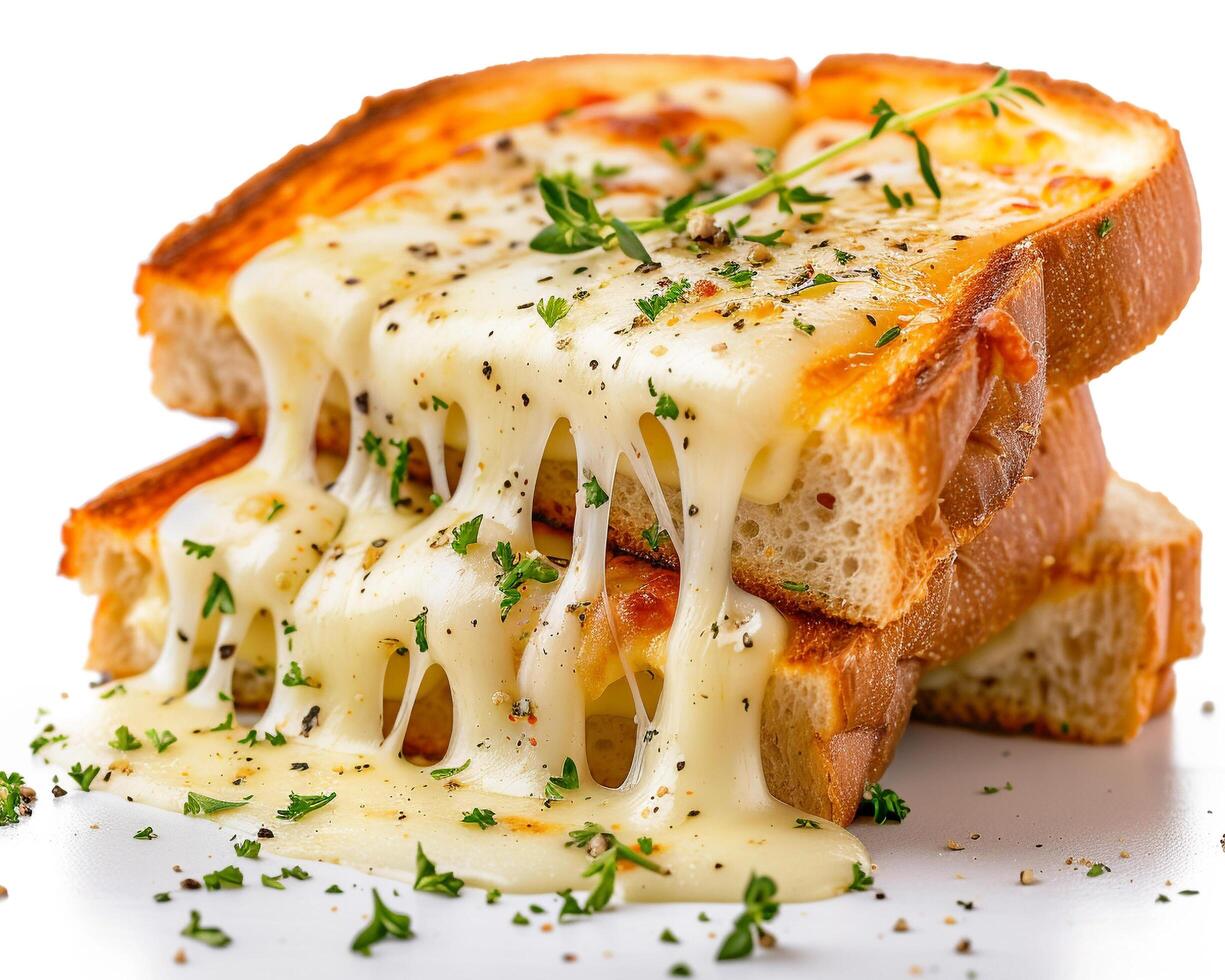 a slice of cheese and bread with cheese on top photo