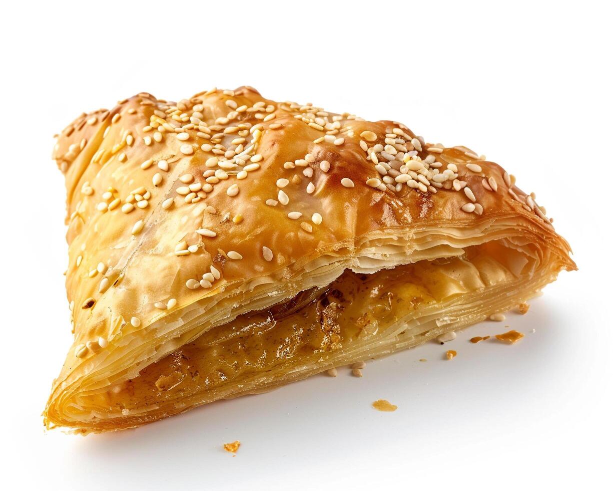 a piece of pastry with sesame seeds on it photo
