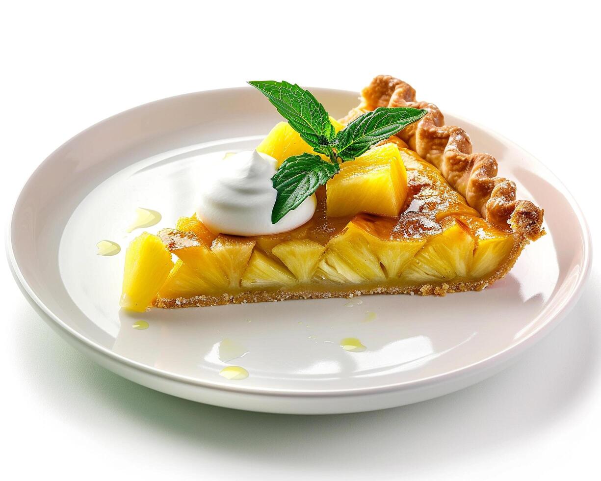 a slice of pineapple pie on a plate photo