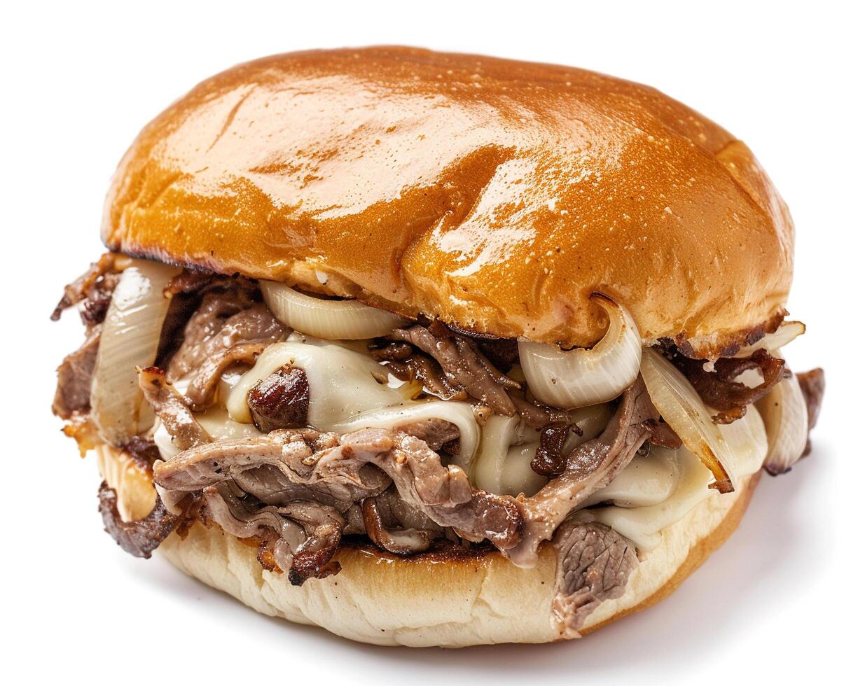 a close up of a sandwich with meat and onions photo