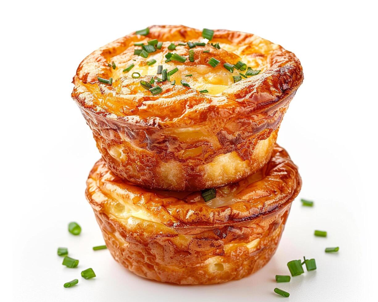 two mini quiches stacked on top of each other photo