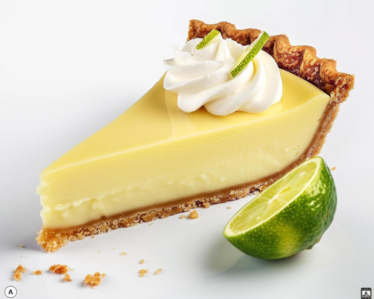 a slice of key lime pie with whipped cream photo