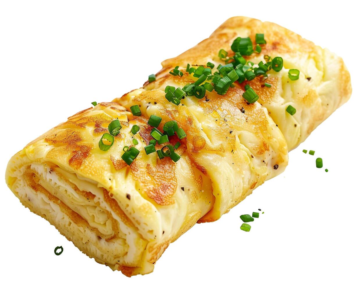 a roll of cheese and green onions photo