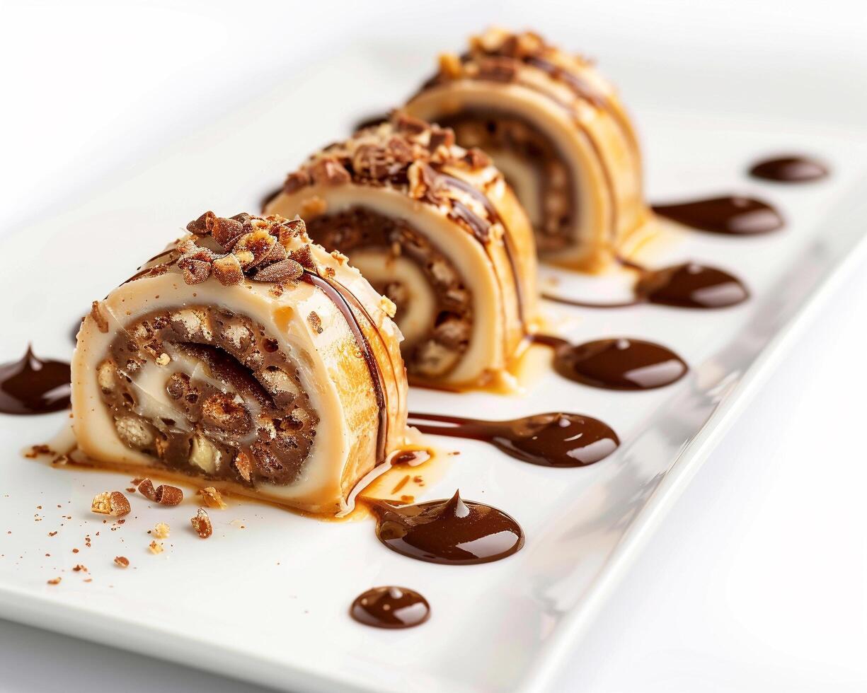a plate with three rolls on it photo