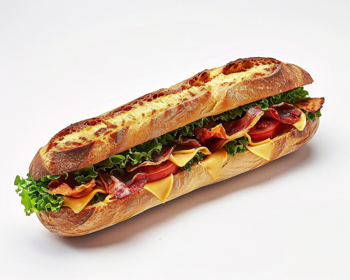 a sandwich with bacon, lettuce, and cheese photo