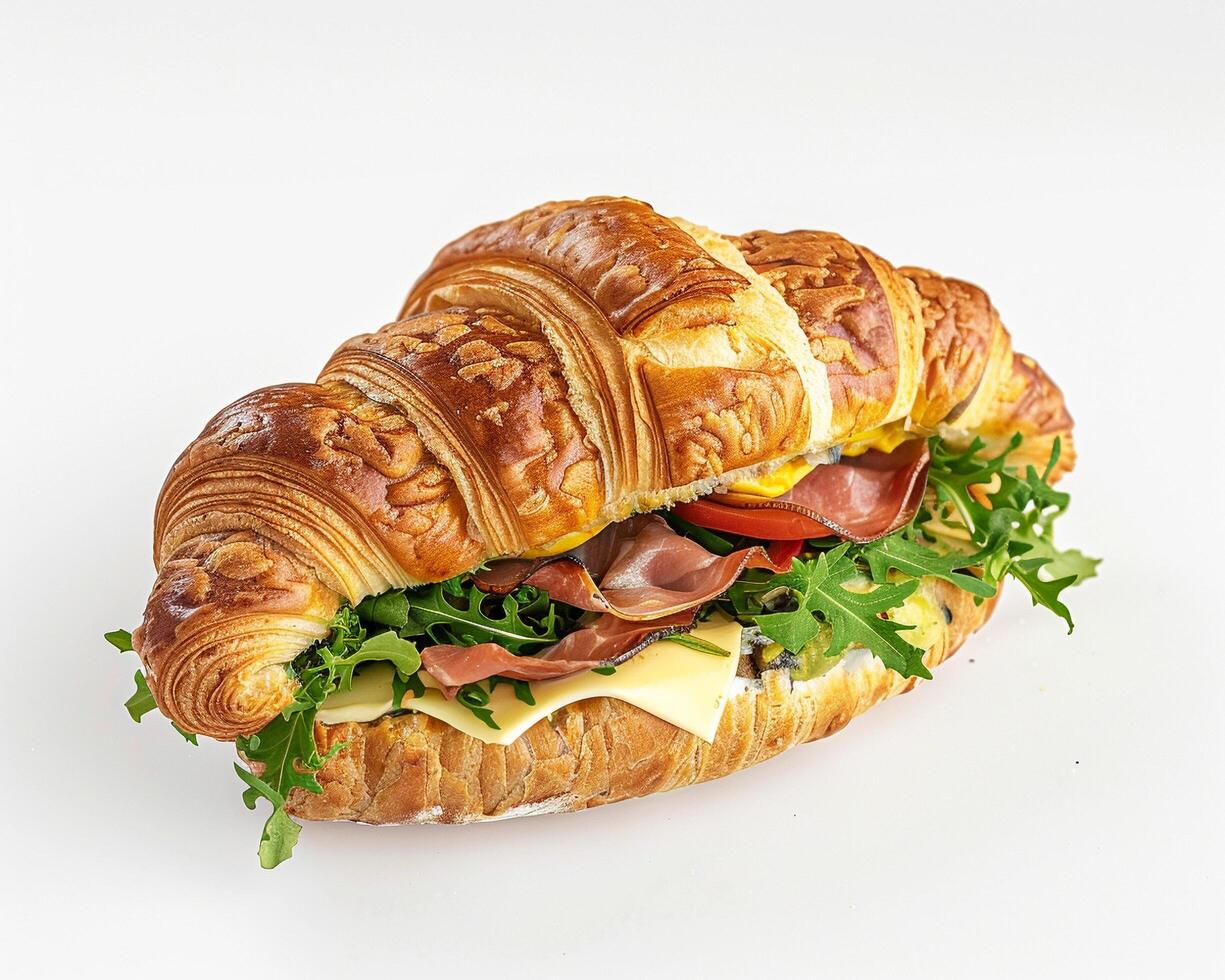 a sandwich with meat, cheese, and vegetables photo
