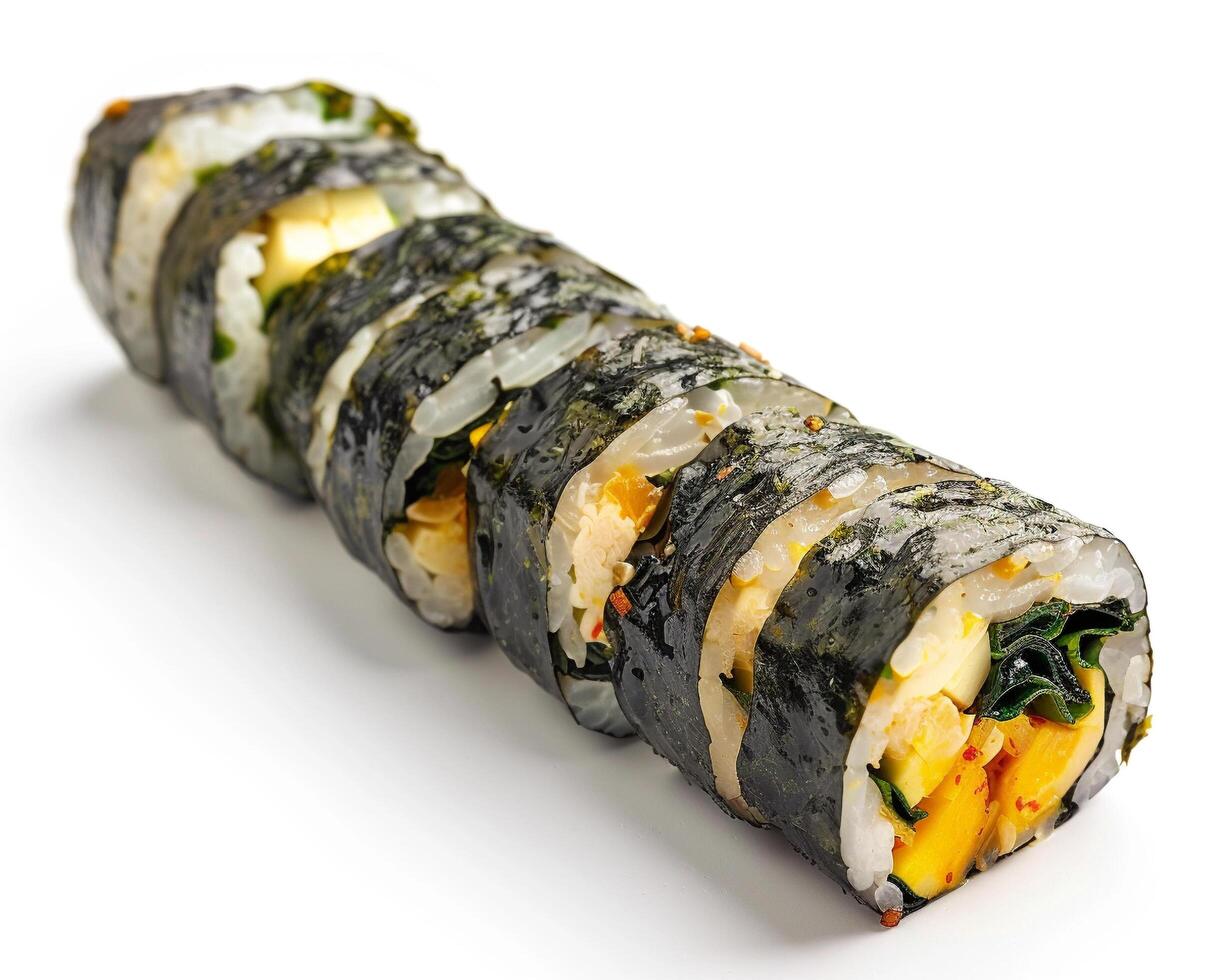 a sushi roll with vegetables and cheese photo