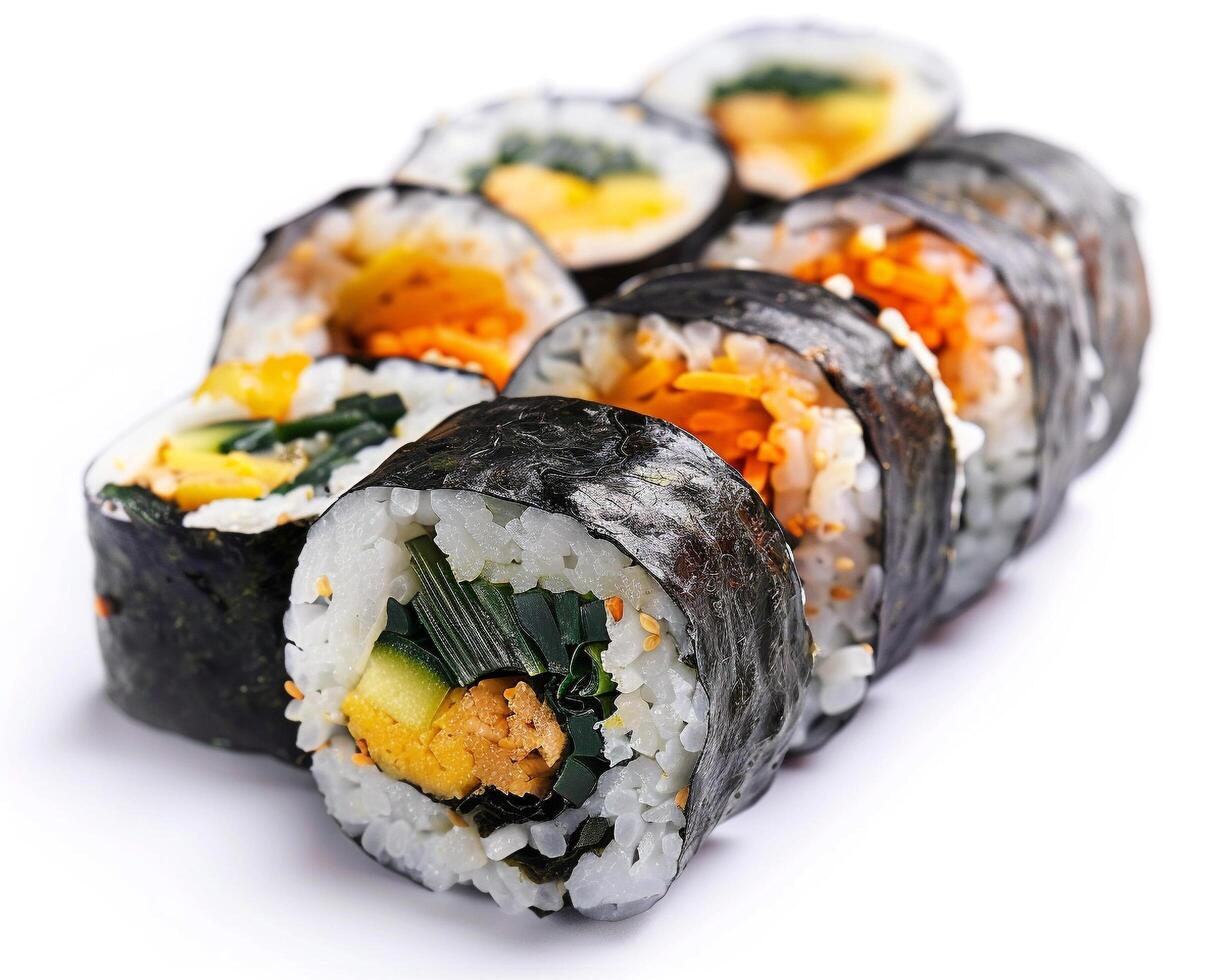 a sushi roll with vegetables and other ingredients photo