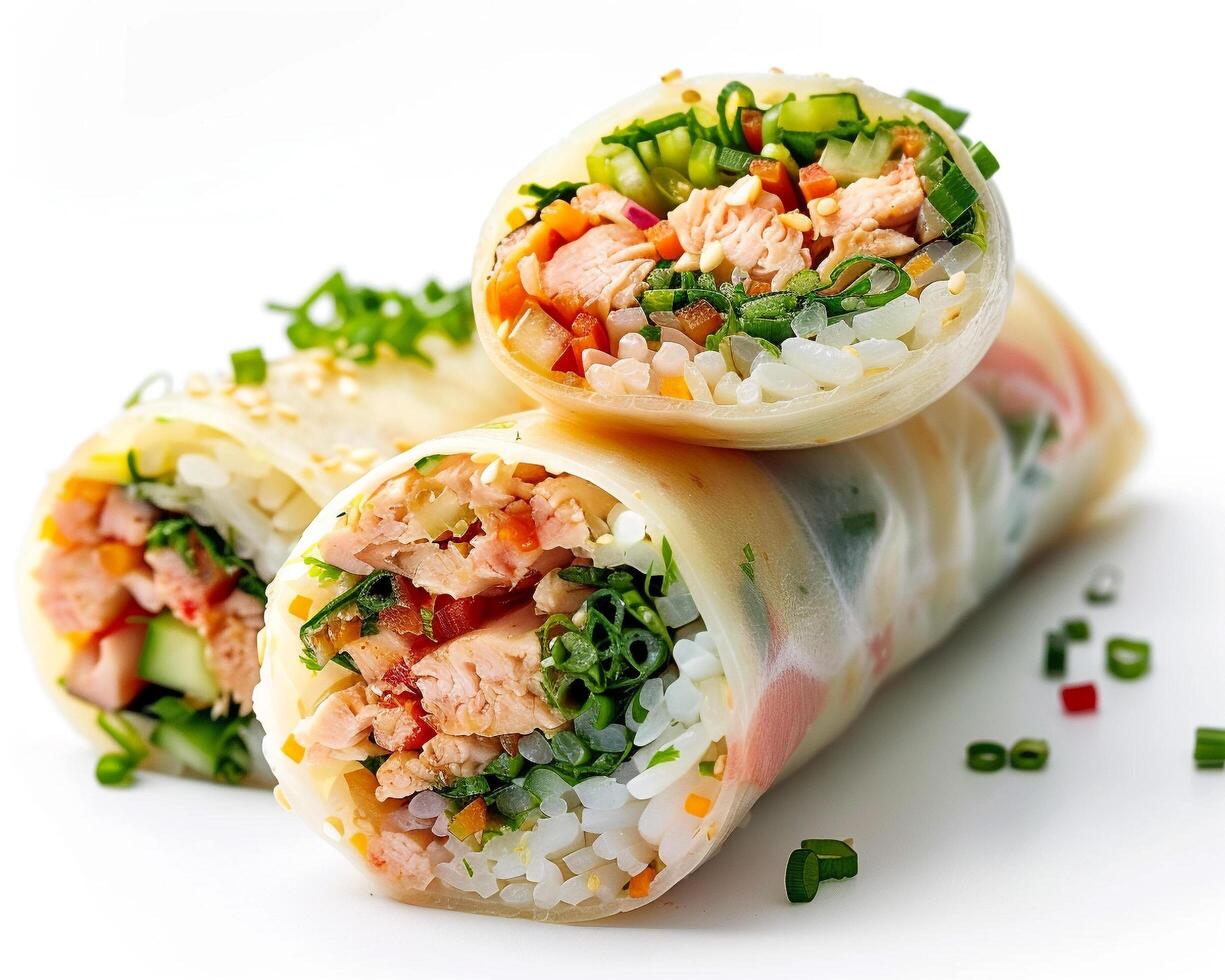 chicken and rice spring rolls photo