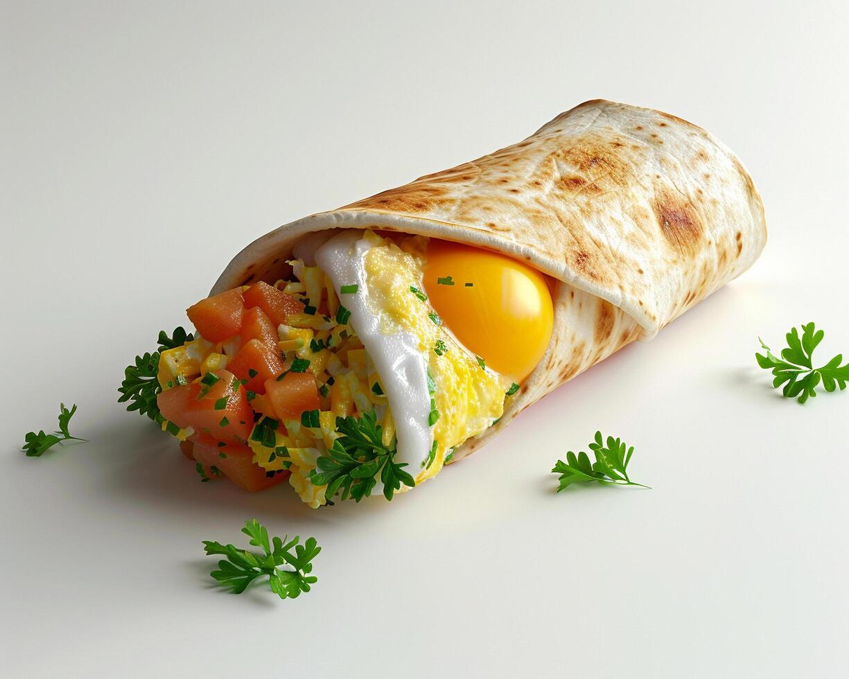 a wrap with an egg and vegetables photo