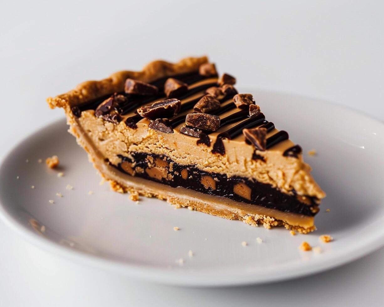 a slice of peanut butter pie on a plate photo