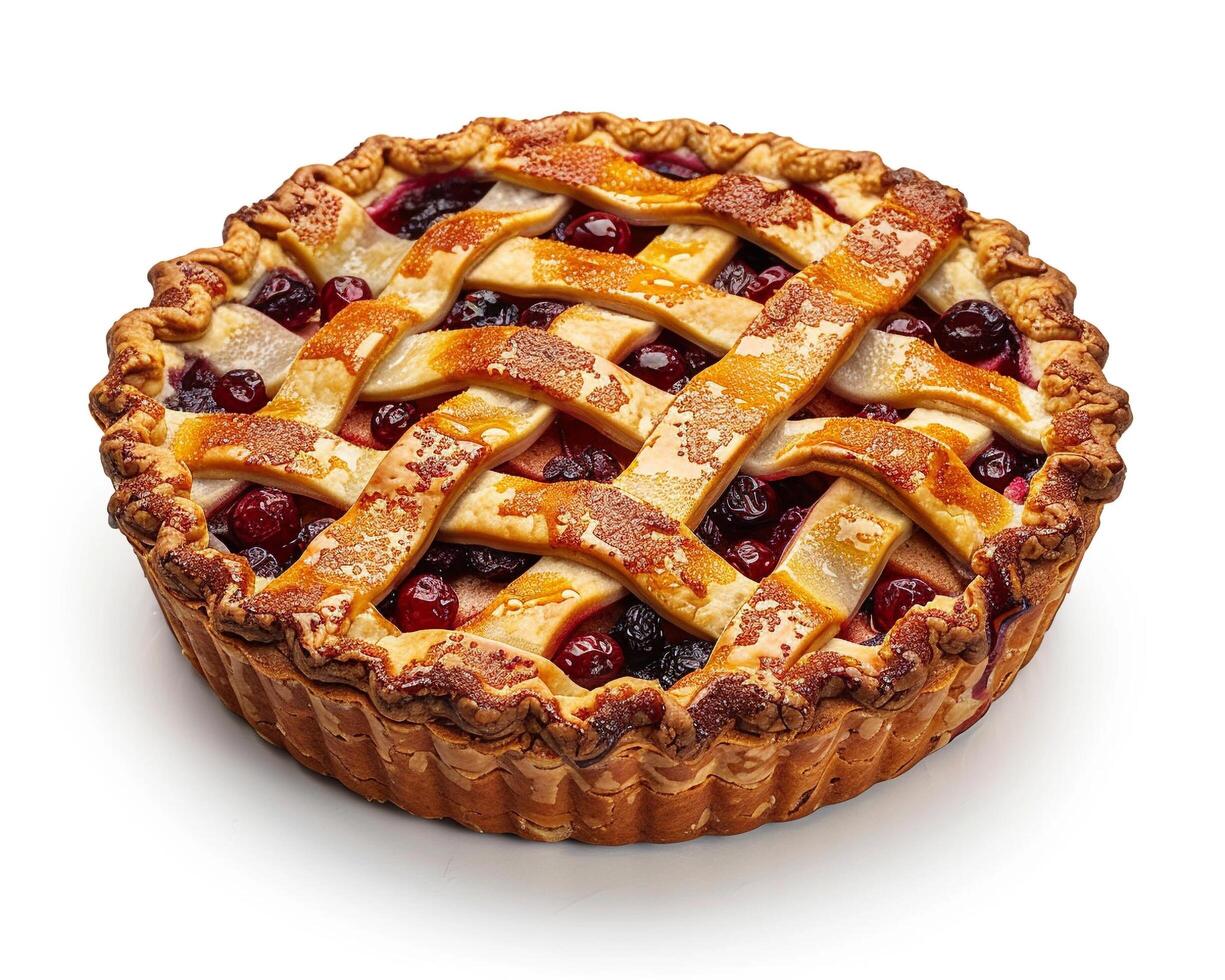 a pie with a lattice design on top photo