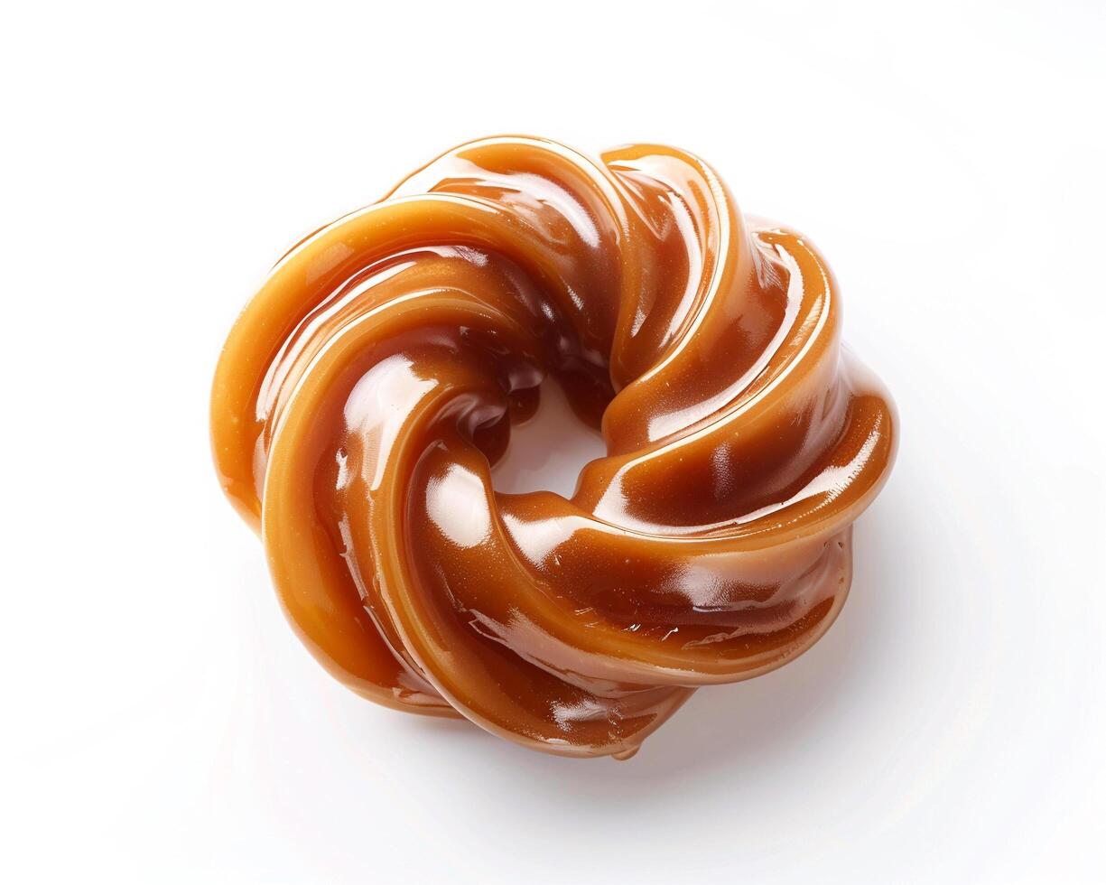 a caramel donut on a white background photo