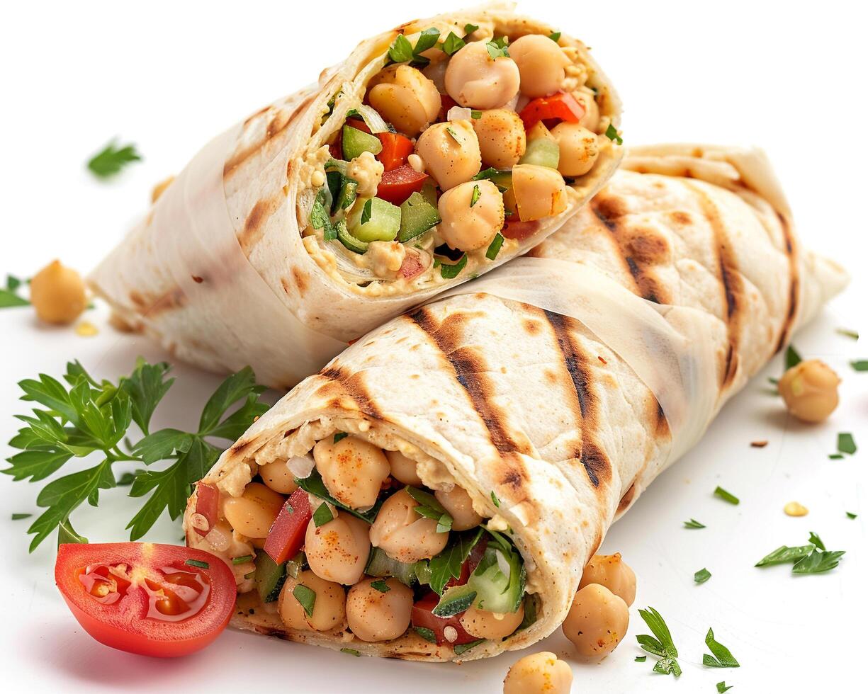 a wrap with vegetables and chickpeas photo