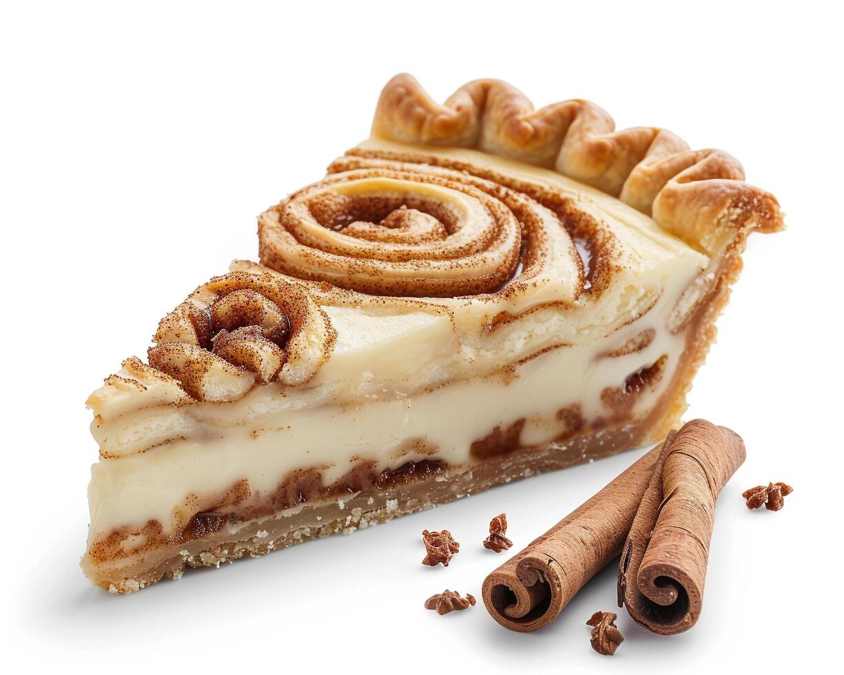 a slice of pie with cinnamon swirls photo