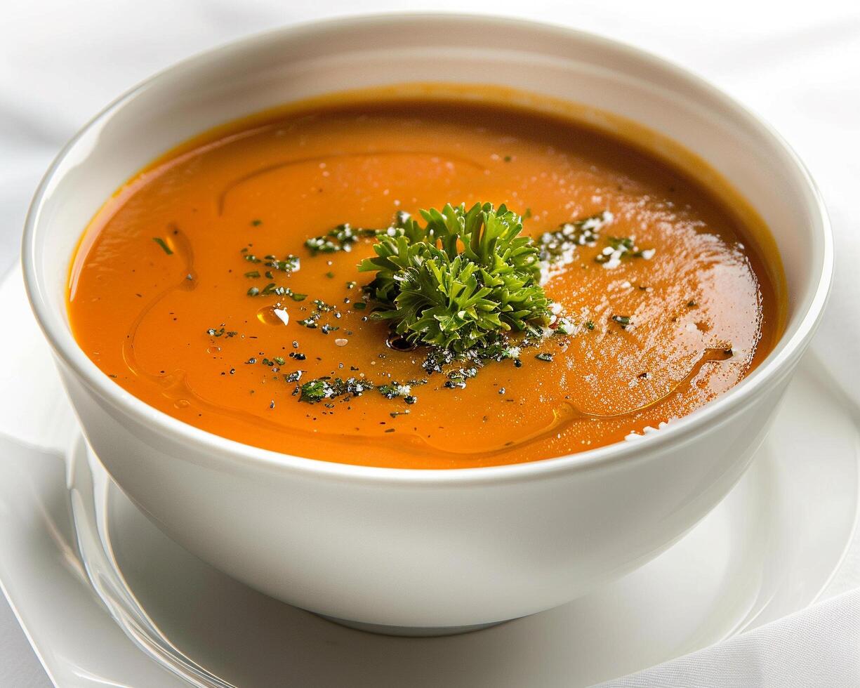a white bowl of soup photo