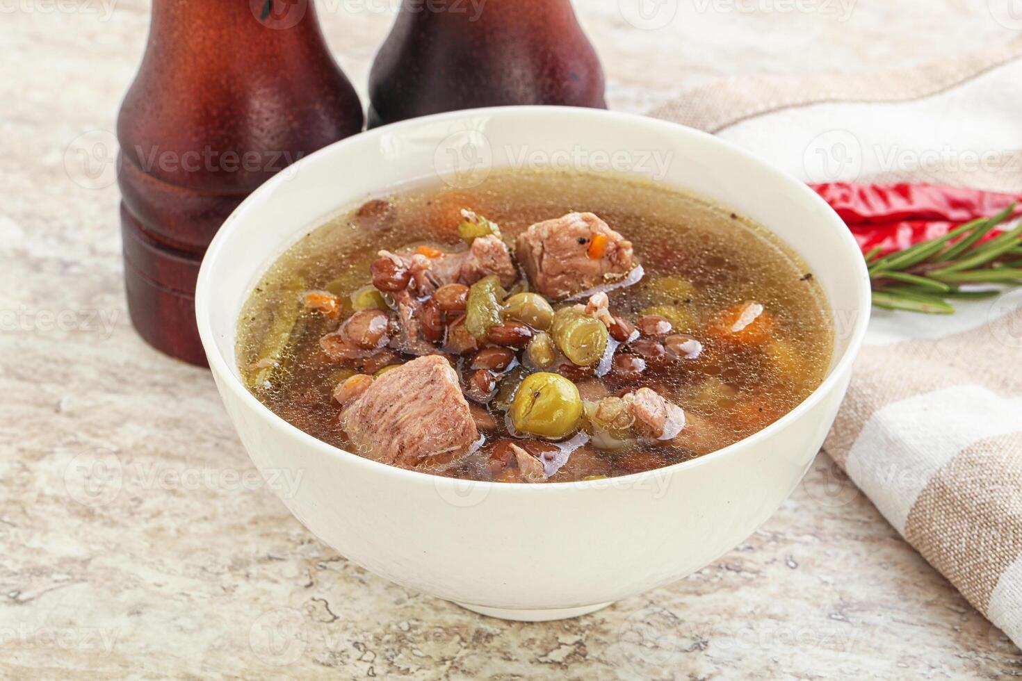 Soup with lentil and chicken photo