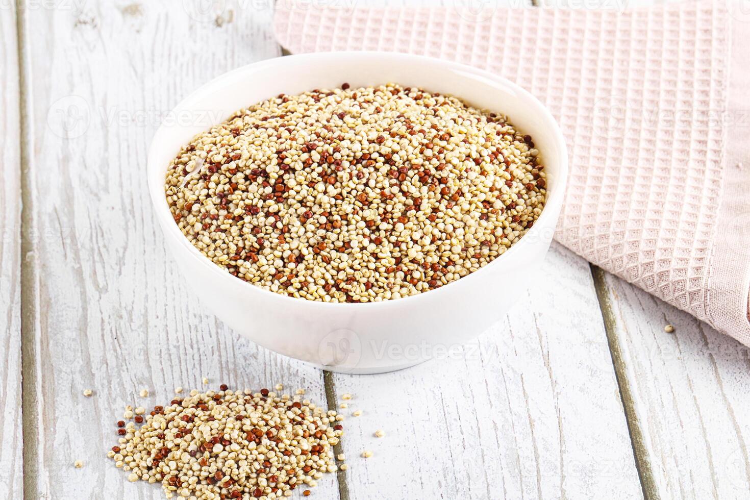 Raw dry quinoa cereal grain photo