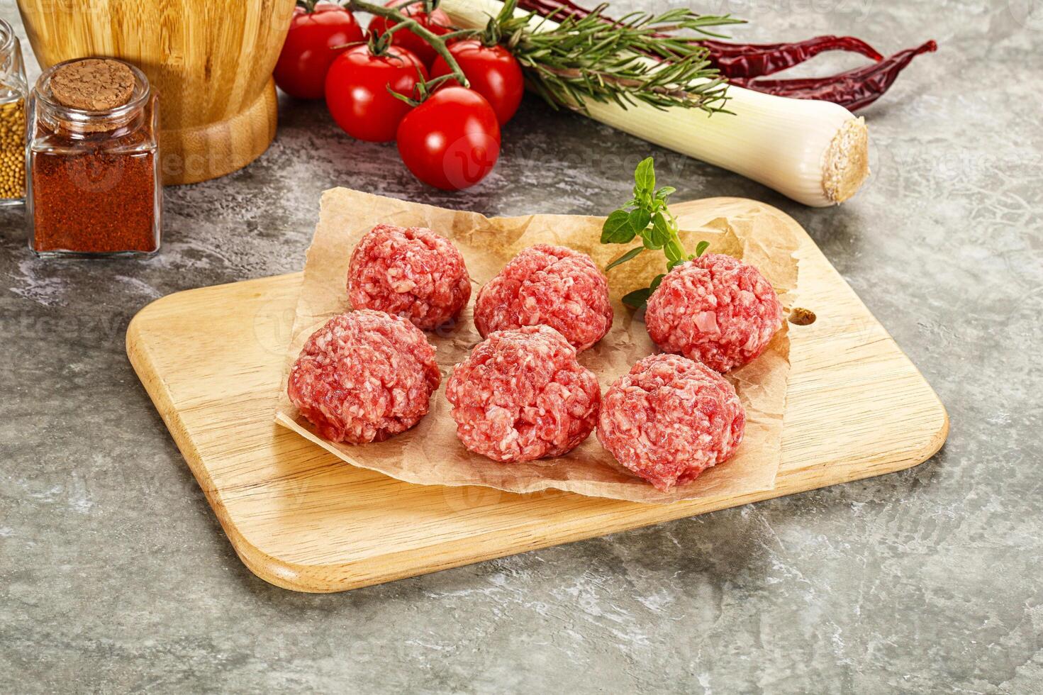 Raw beef meatball minced meat photo