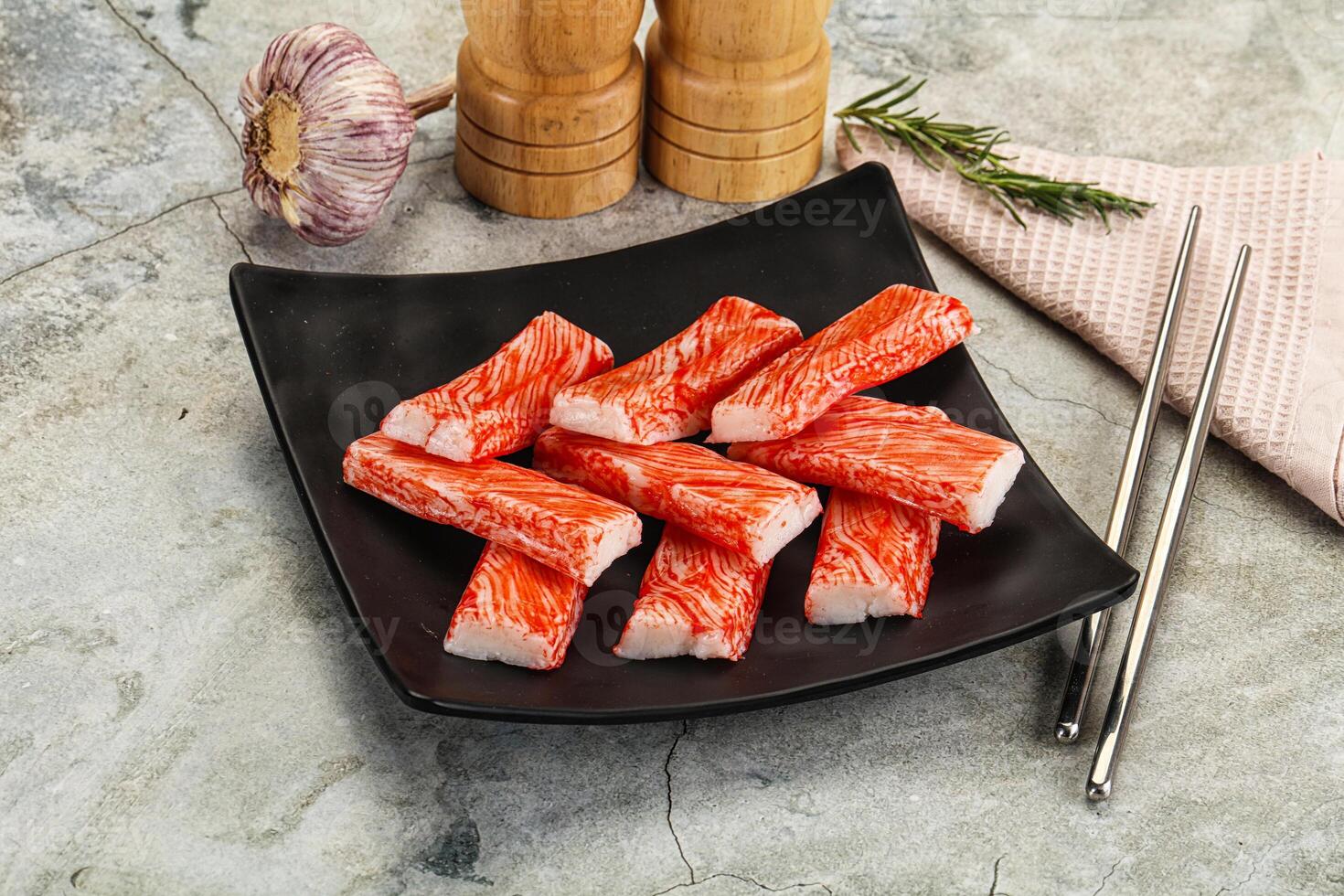 Crab meat stick surimi appetizer photo