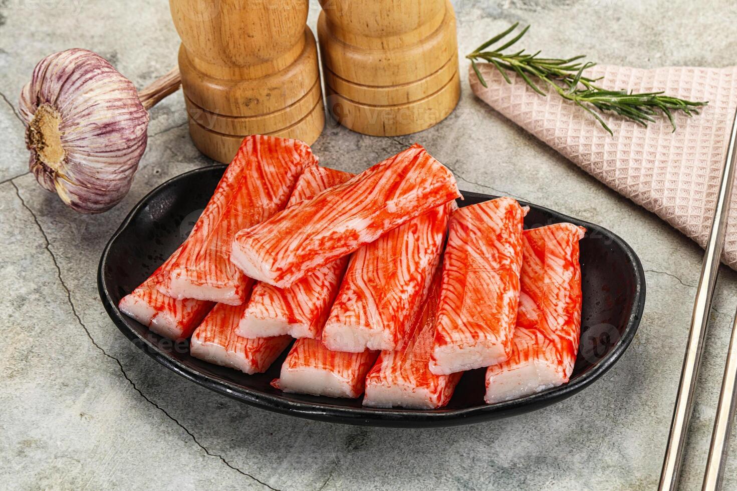 Crab meat stick surimi appetizer photo