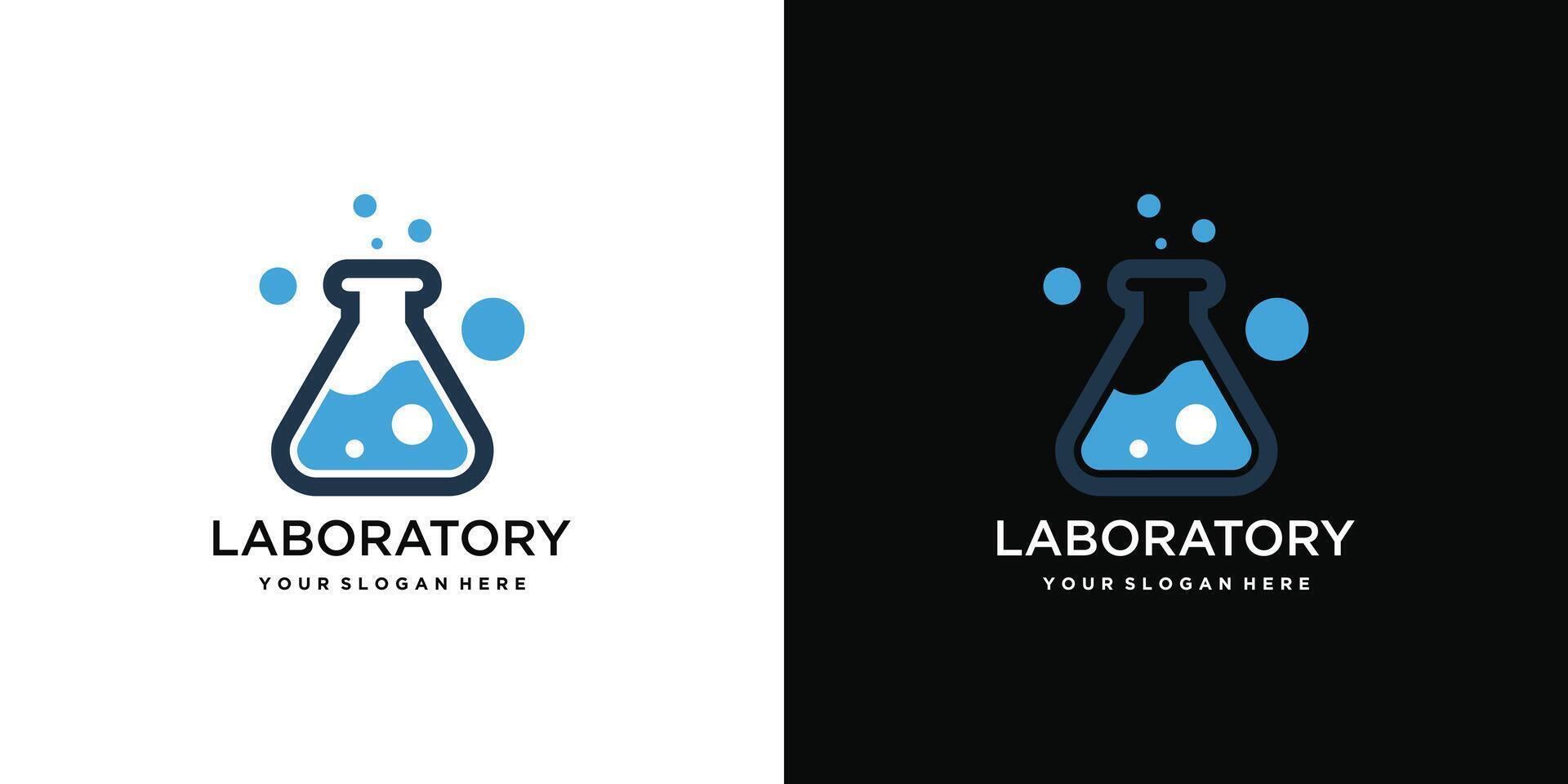 Laboratory template logo design with a unique shape. Premium vector