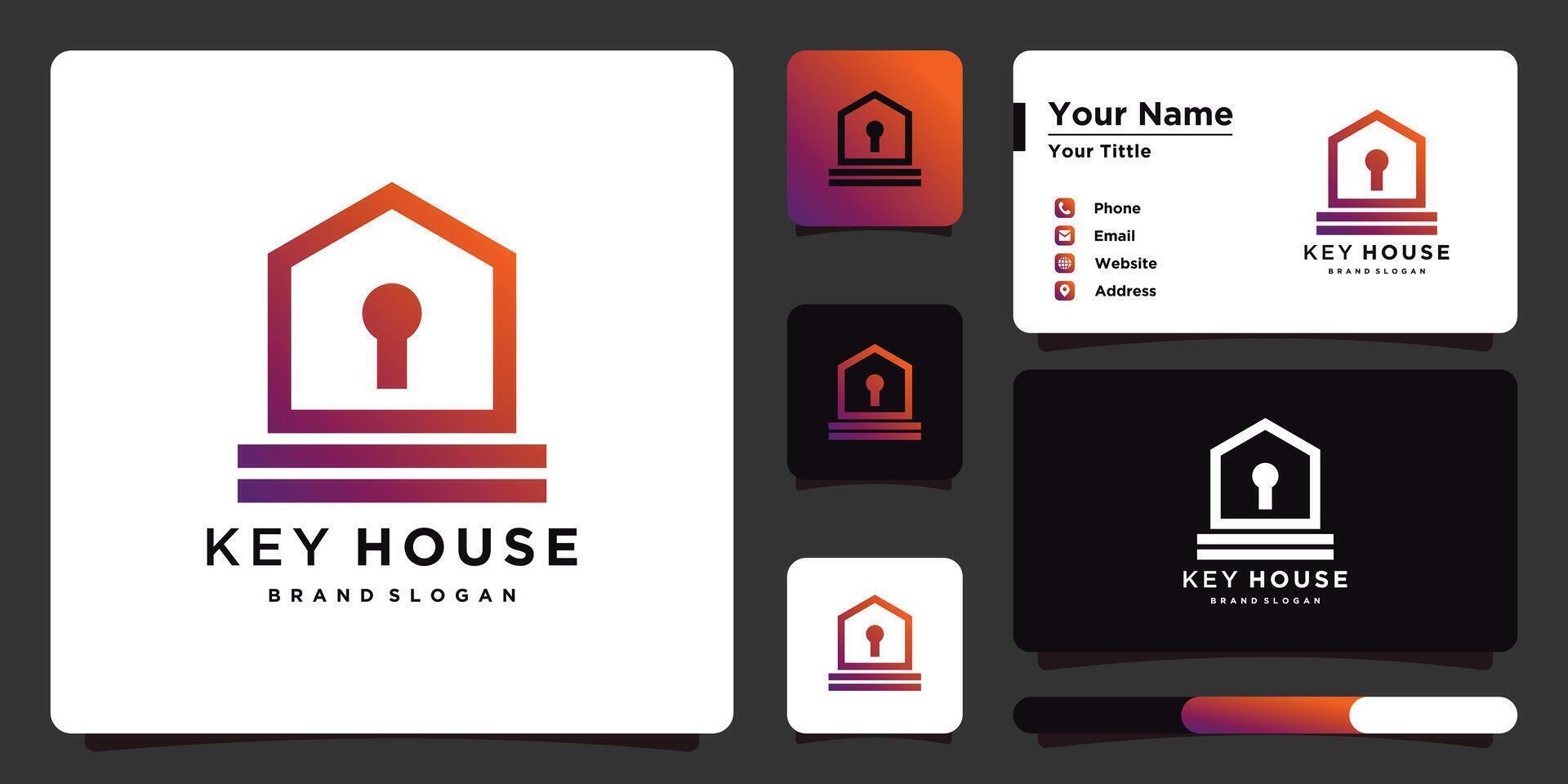 Key house template logo design. Premium vector