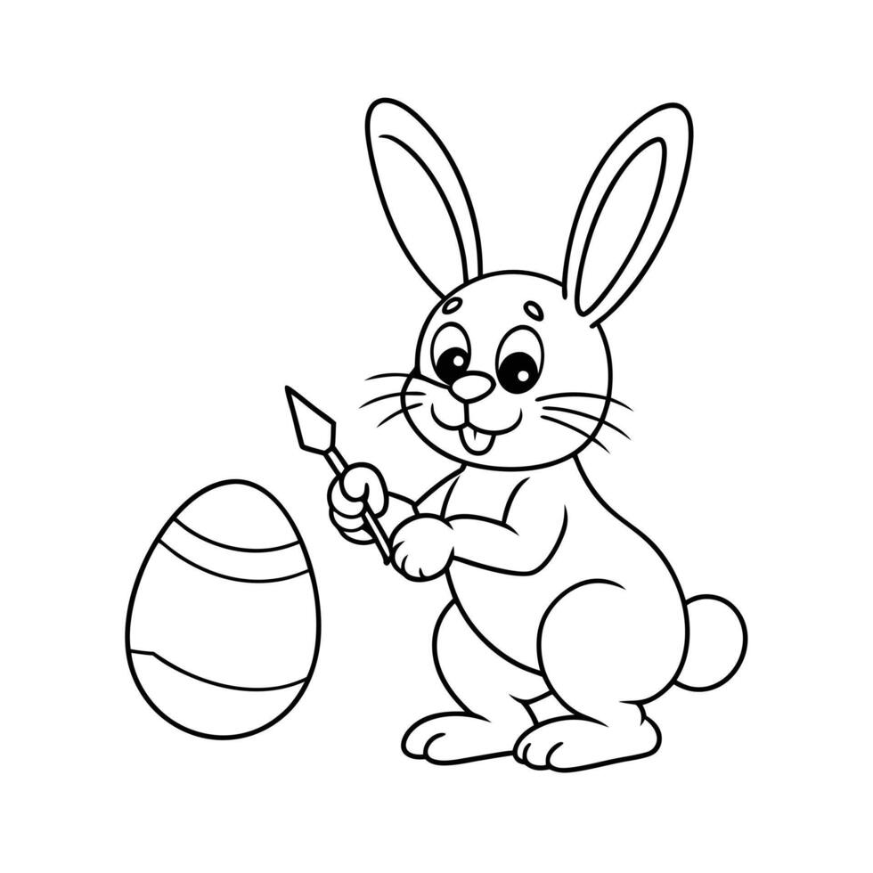 Easter bunny coloring page vector