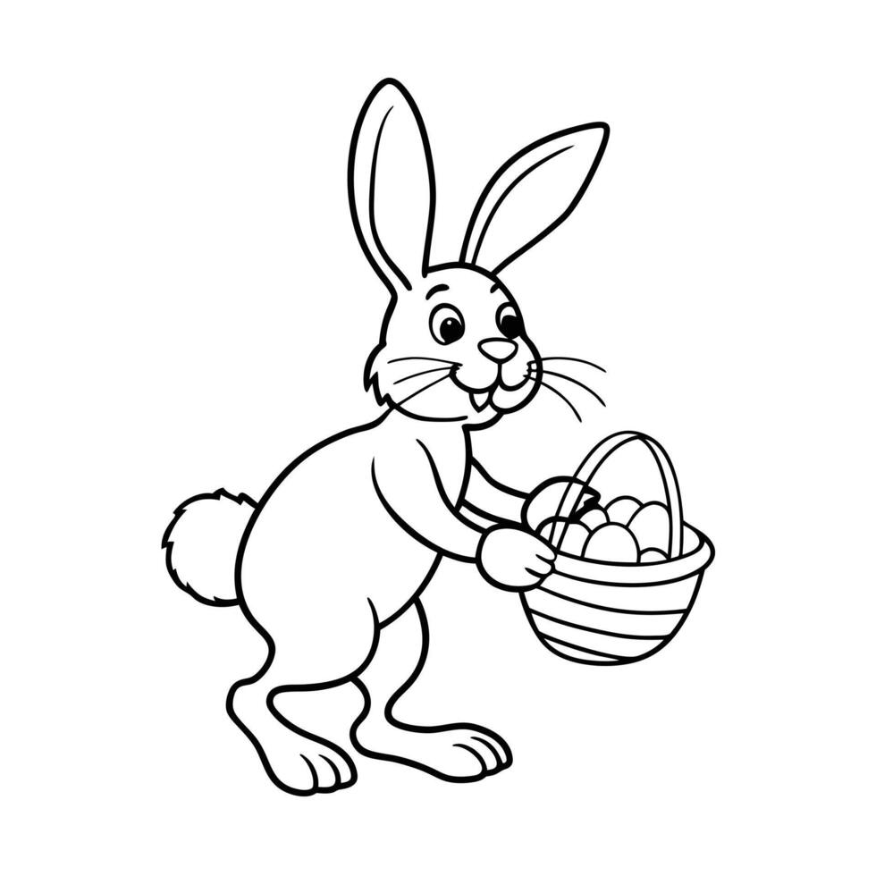 Easter bunny coloring page vector