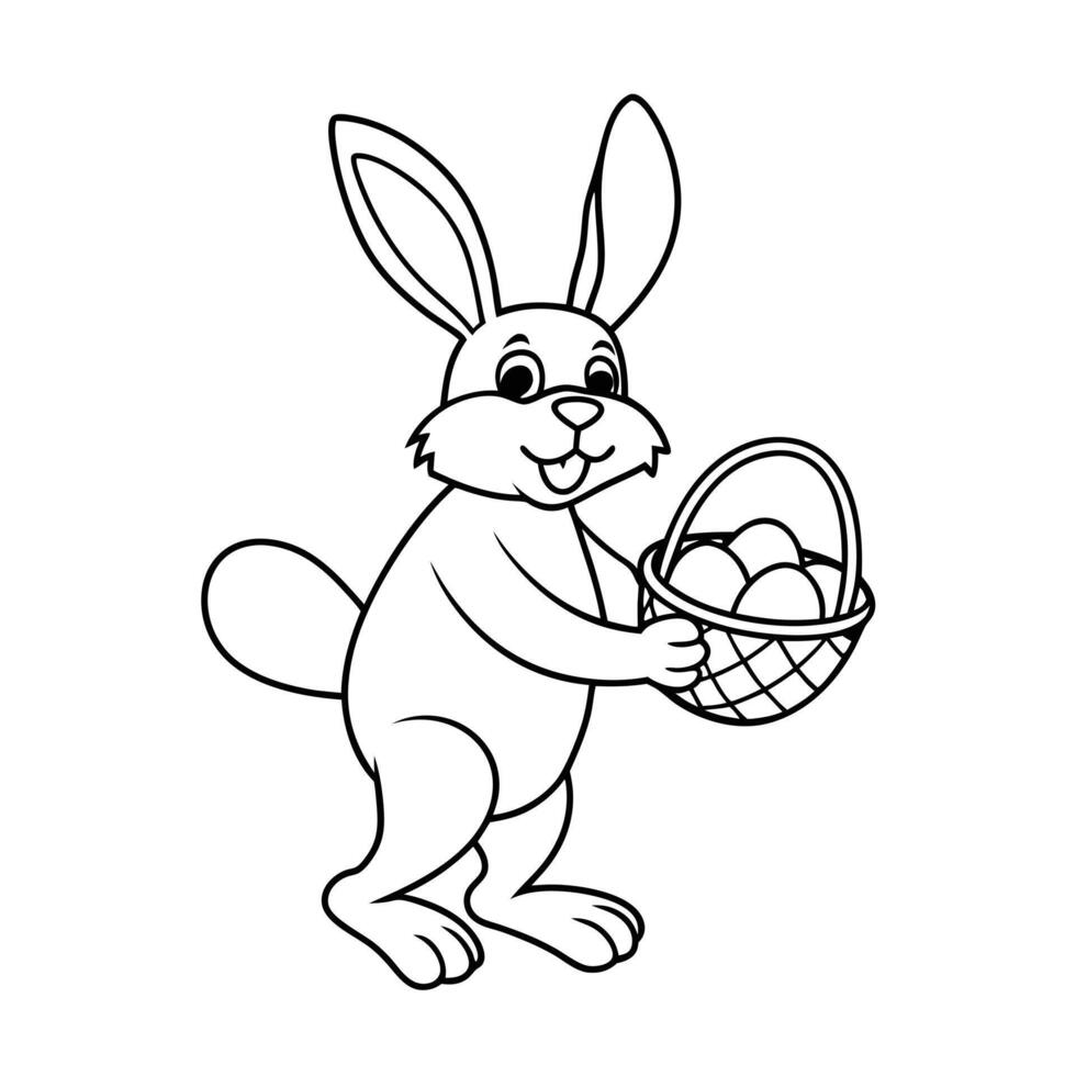 Easter bunny coloring page vector