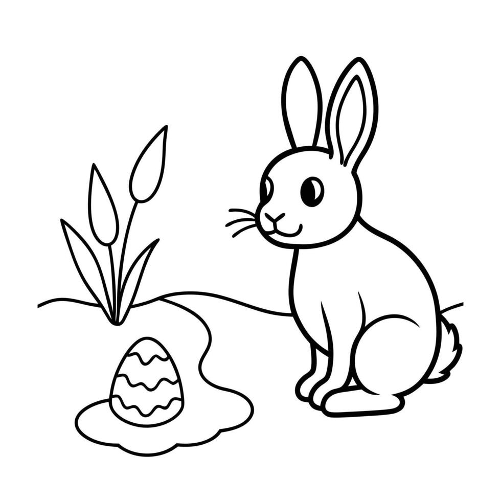 Easter bunny coloring page vector