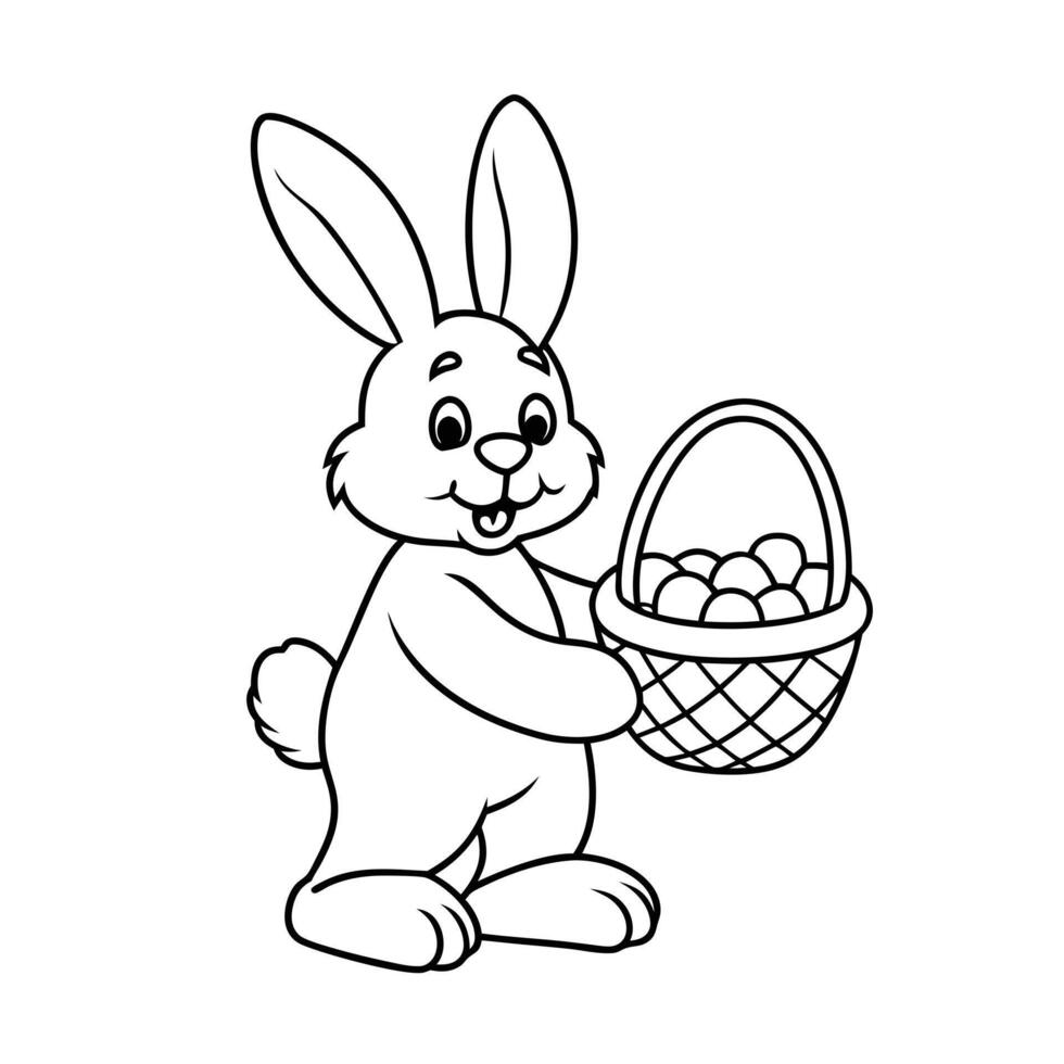 Easter bunny coloring page vector