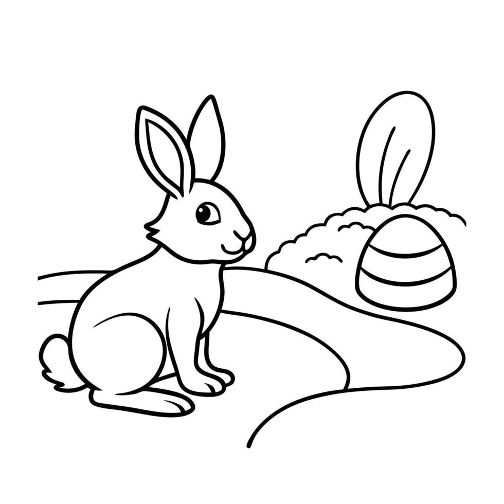 Easter bunny coloring page vector